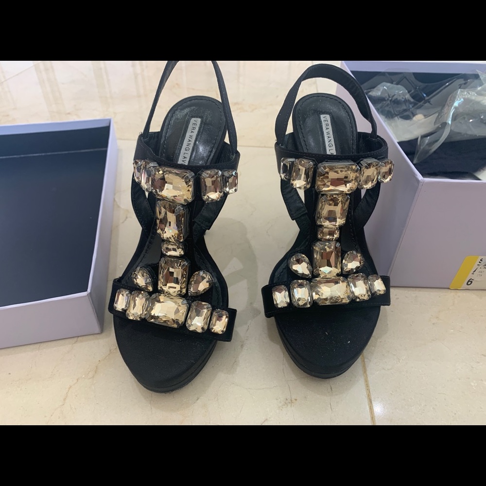 Vera wang lavender heels with large rhinestones